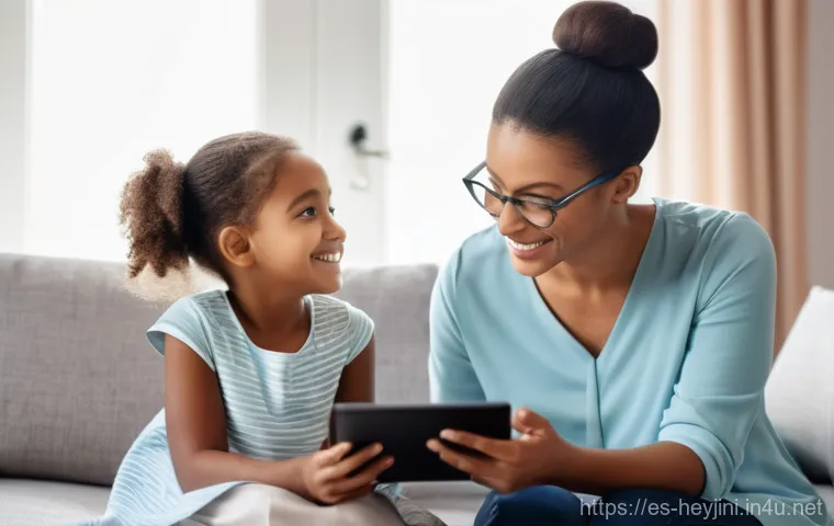 헤이지니 어린이 교육 콘텐츠 - **"A vibrant and diverse group of children, aged 6-9, immersed in educational digital activities wit...