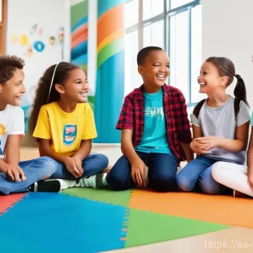 헤이지니의 사회적 공헌 활동 - **Prompt:** A vibrant and diverse group of children, aged 8-12, happily engaged in an online learnin...