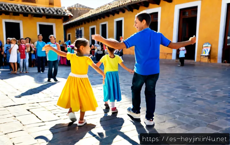 Home 30 헤이지니 관련 키즈 문화 이벤트 - Photorealistic family-friendly children’s cultural festival in a sunny Spanish town plaza, joyful ch...