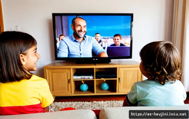 헤이지니의 글로벌 팬층 - Photorealistic family living room in Madrid, Spain, showing two cheerful children and their parents ...